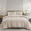 Boho Bettbezug Twin King Beige Boho Gestreift Getuftet Strukturiert Deckenbezug Luxuriös Weich Mikrofaser Bauernhaus Stil Bettwäsche Set