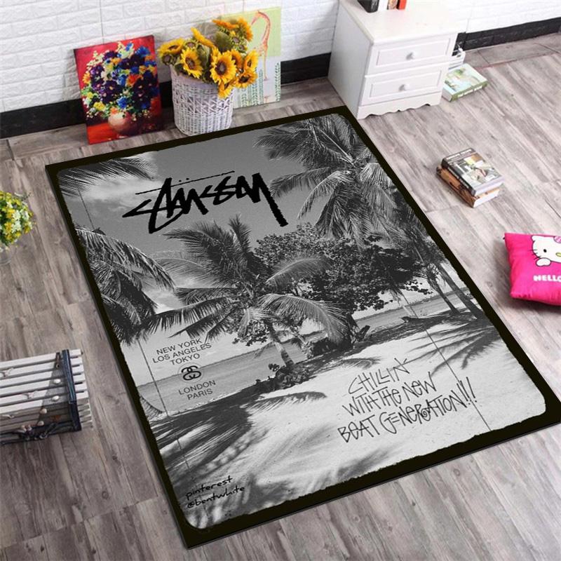 Bright Yellow Splash Ink Graffiti Logo Area Rug Non Slip Mat, Black Spray Paint Street Text Print Carpet for Game Room Decor
