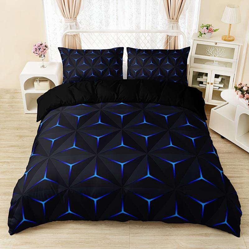 Fashion Blue Argyle Print Duvet Cover Set Soft And Skin-friendly Bedding Set For Bedroom Guest Room