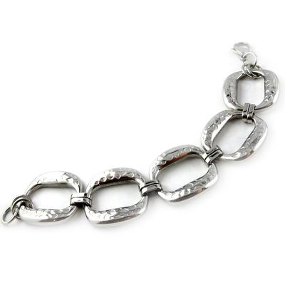 [K9377] - Hammered Silver 'Choreography' Steel Bracelet