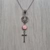 Gothic Cross Necklace Pendant With Agate Heart For Vintage Jewelry Enthusiasts