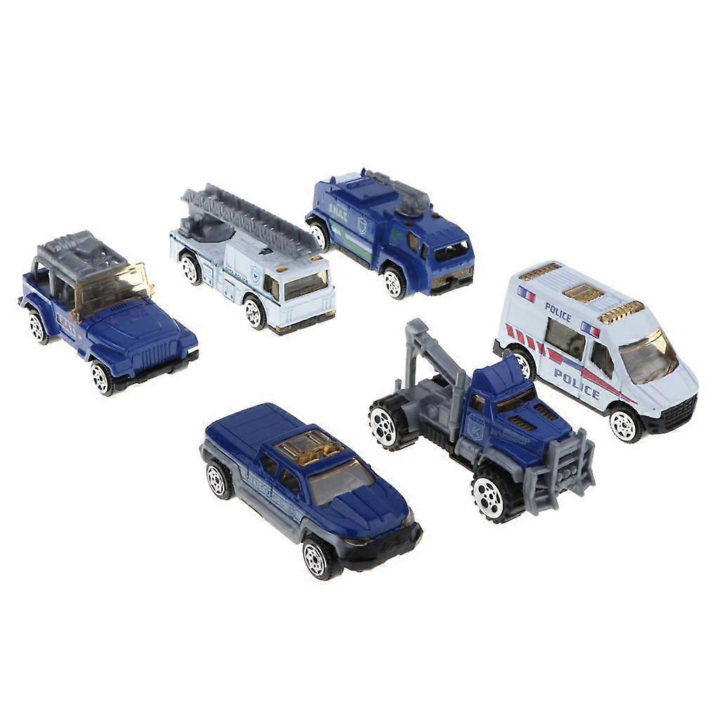 6 Stück Kinder Spielzeug Modell Legierung Druckguss Auto 1:64 Fahrzeugmodelle Set Sammlung Geschenk - Polizeiautos