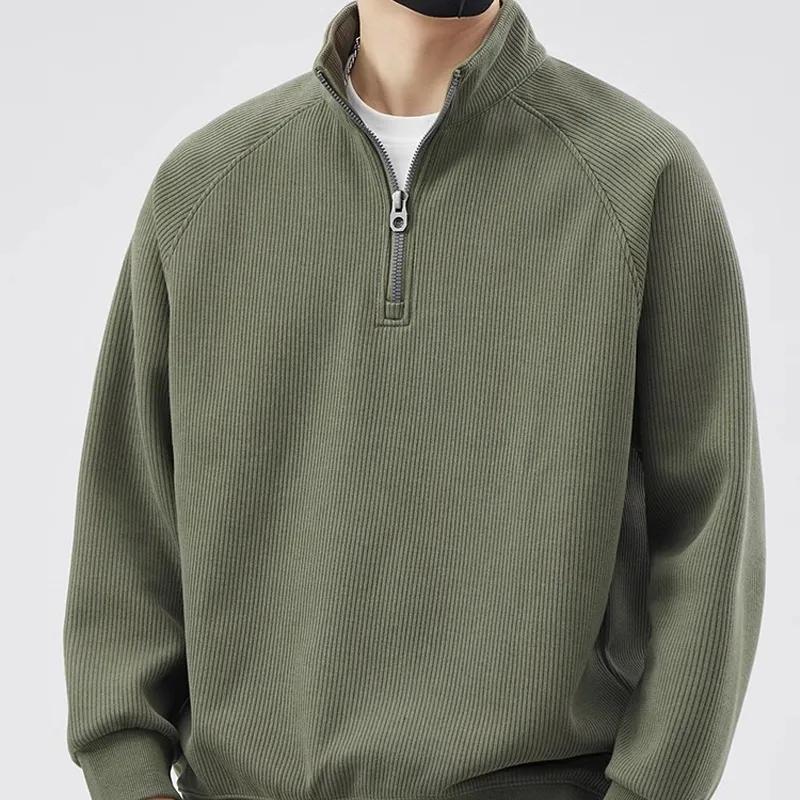 

Весняний пуловер зі стоячим коміром Світшоти Hombre на півзастібці Y2K Vintage Hoodie Casual Preppy Fashion Вільний одяг великих розмірів XXXL зелений