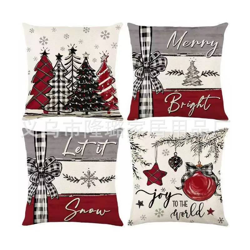 New Model Snowman Print Linen Super Soft Christmas Theme Sofa Pillow Cover Cushion Cover