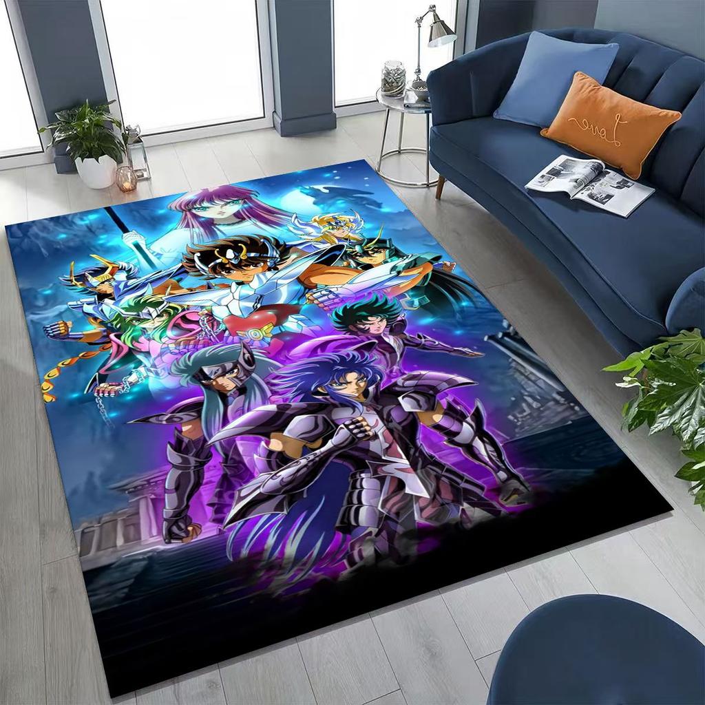 Retro Anime Saint Seiya Gold Saint Cartoon Rug for Bedroom Living Room Sofa Home Doormat Decor,Kids Play Non-slip Floor Mat Gift