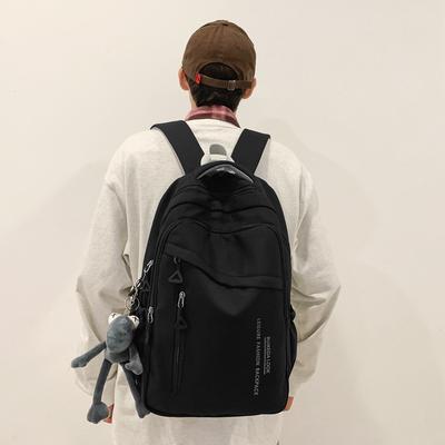 School Bag Female Large-capacity Japanese Trendy Brand Ins High Schoolstudent Backpack Korean Version Casual College Student Solid Color Backpack Male