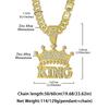 Men Hip Hop Crown with King Pendant Necklace with 13mm Crystal Cuban Chain HipHop Iced Out Bling Necklaces Fashion Charm Jewelry
