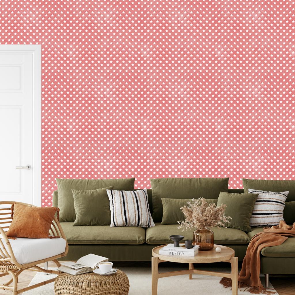 Wallpaper Stars Coral, Coral Background for Living Room and Bedroom 50x1000