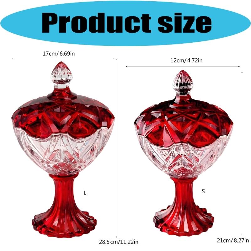 Candy Jar,Decorative Candy Dish Glass Crystal Candy Bowl with Lid Glass Nut Cookie Fruit Bowl Plate Jewelry Box Gift
