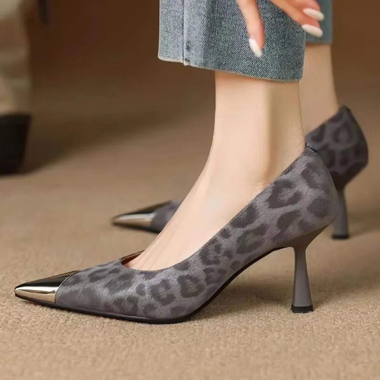 Women s Fall Leopard Print Pointed Toe Stiletto Pumps 36 2280₽