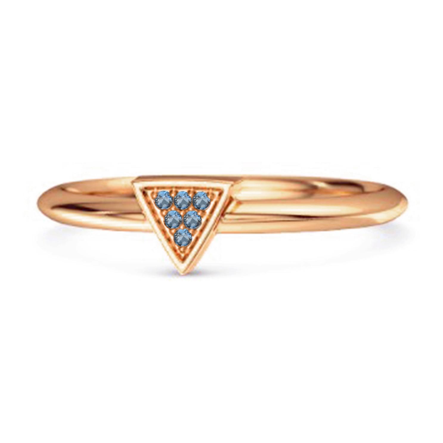 

London Blue Topaz Minimalist Geometric Ring - 925 Sterling Silver Rose Gold Vermeil 9.5 Яскраво-рожевий