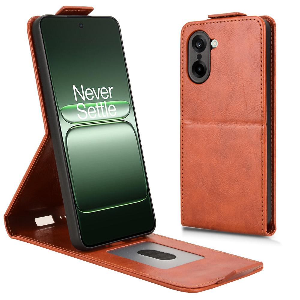 

For OnePlus Nord CE5 5G/Ace 5 Racing 5G Stand Case Magnetic Clasp Vertical Flip Leather Phone Cover with Card Holder Orange