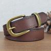 Premium Women'S Leather Belt Casual Business Copper Buckle Belt Simple And Fashionable First-Layer Cowhide Belt