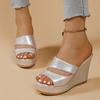 Mode Damen Sandalen 2025 Sommer Neue Designer Hausschuhe Mode Dicke Sohle Keilsandalen Offene Zehen Fischmaul High Heels Schuhe für Damen