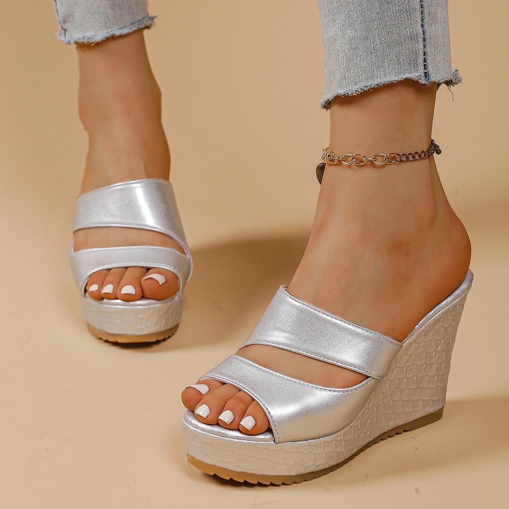 Mode Damen Sandalen 2025 Sommer Neue Designer Hausschuhe Mode Dicke Sohle Keilsandalen Offene Zehen Fischmaul High Heels Schuhe für Damen