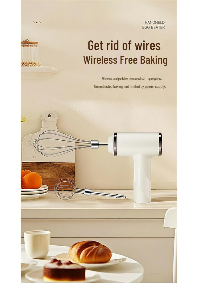Wireless Rechargeable Handheld Egg Beater & Milk Frother for Baking & Creams