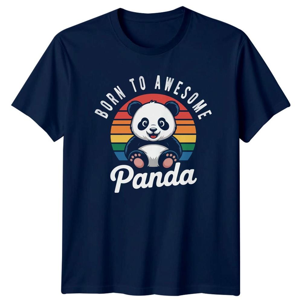 Born To Awesome Panda TShirt Panda Animal Birthday Gift For Him And Her