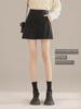 High Waist Women's PU Leather A-Line Shorts, Slim Wide-Leg, Black, Fall/Winter 2023, Korean Style, Perfect with Boots