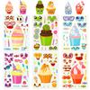 6 Pictures/package Cartoon Cake Puzzle Face Change Stickers Cute Style Children's Hands-on Ability Cultivation Toy Stickers