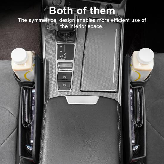 Sitzspalt-Aufbewahrungsbox Auto-Sitzspalt-Organizer mit Getränkehalter und Aufbewahrung für Handy/Schlüssel Kunstleder Kratzfest Auto-Innenraumzubehör