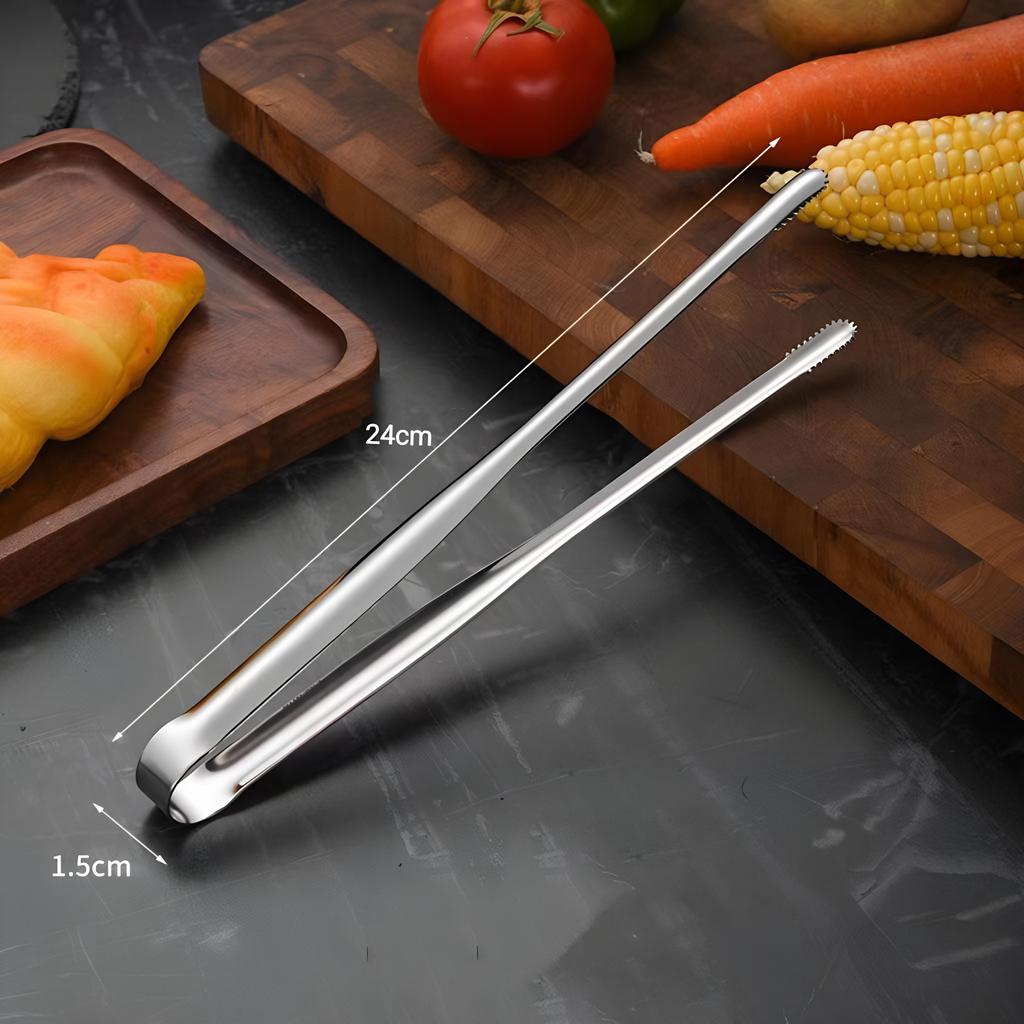 Stainless Steel Grill Tongs Food Clip BBQ Steak Clip Bread Tong Cooking Utensils Party Non-Slip Kitchen Gadgets Accessories