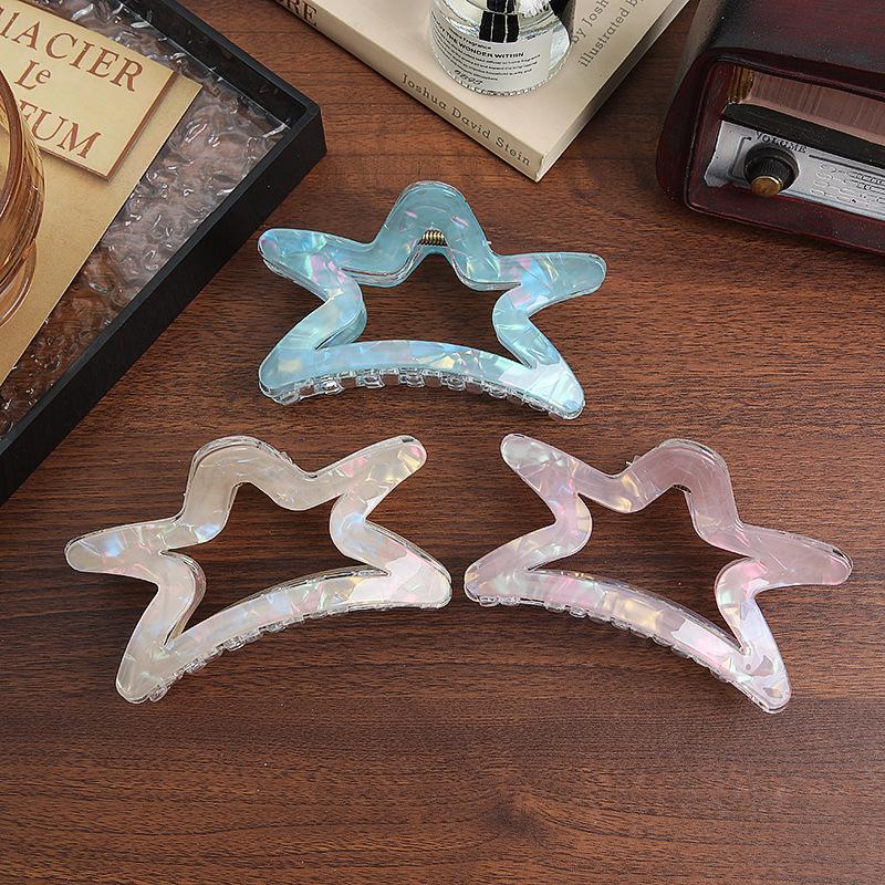Ice Through Acrylic Star Grab Clip Fashion High-End Girl Daily Hair Disc Shark Clip Hair Grab