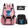 Cute Cartoon Print Backpack Set for Teens Students 3-Piece Set Laptop Bag Pencil Case Crossbody Bag