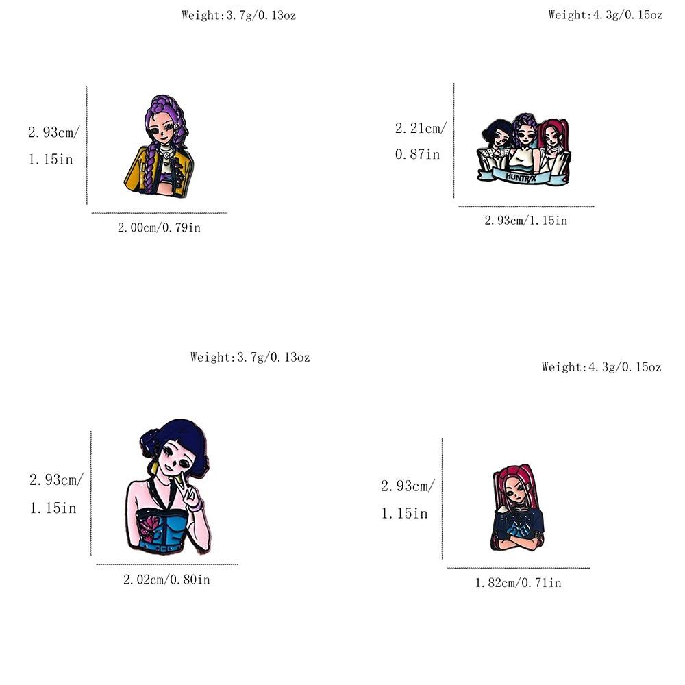 4pcs KPop Demon Hunters Enamel Brooch Badge HUNTR/X Alloy Backpack Accessory Rumi Mira Zoey Design Jewelry Gift for Children