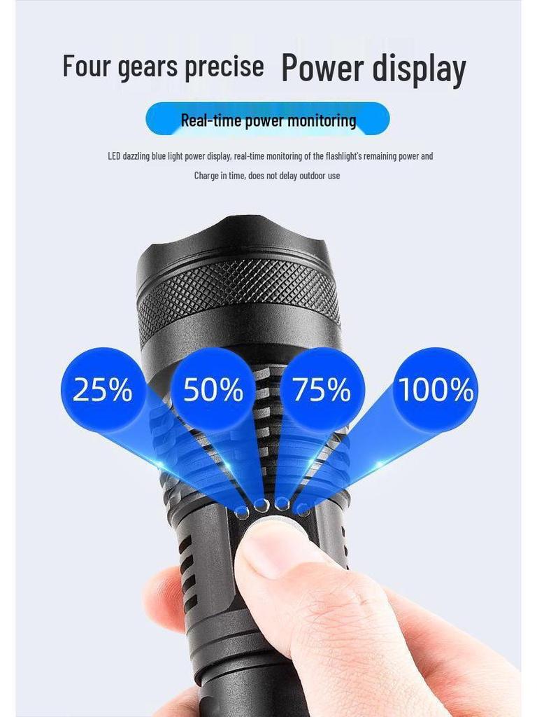 Waterproof Aluminum P90 High-Power Flashlight with Telescopic Focus and P70 Spotlight for Outdoor Use
