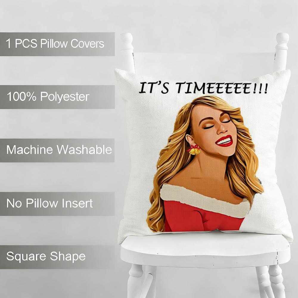MariaCarey Christmas Song Cushion Household Decoration Linen Sofa Cushion Cover: Skin-Friendly & Breathable