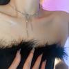 Diamond-encrusted Zircon Bow Necklace Women's Light Luxury Collarbone Chain Bridal Neck Chain Dress Accessories