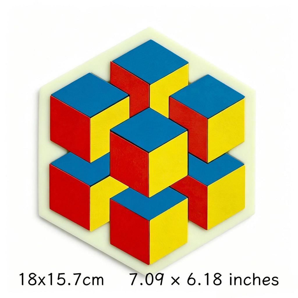 3D Tangram Puzzle: Optical Illusion Brain Teaser for Kindergarten Kids, Boys & Girls, Age 3+
