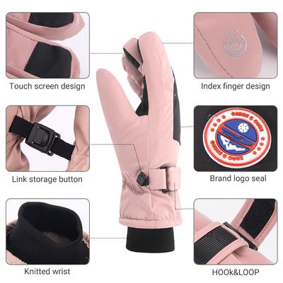 Women Motorcycle Gloves Winter Snowboard Ski Warm Non-slip Gloves Waterproof Motocross Cycling Fleece Warm Snow Touch Screen Glo