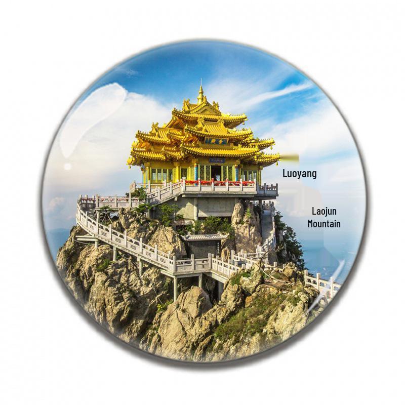 Henan Souvenir Magnets: Yingtianguan, Laojun Mountain, Luoyang White Horse Temple, Longmen Grottoes, Kaifeng, Yuntaishan