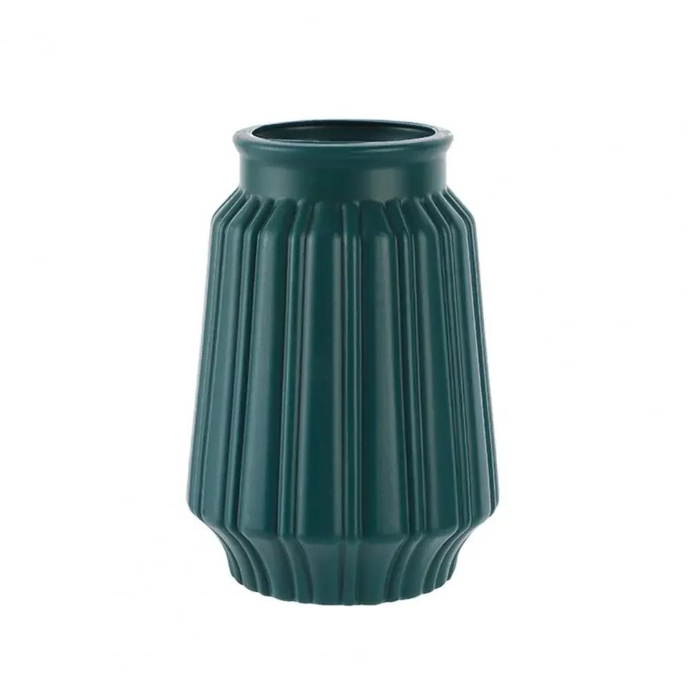 Hjem Dekorativ plast Blomstervase Flat Bottom Flower Arranger Vase Uknuselig Anti-deformert Plantebeholder med stor åpning