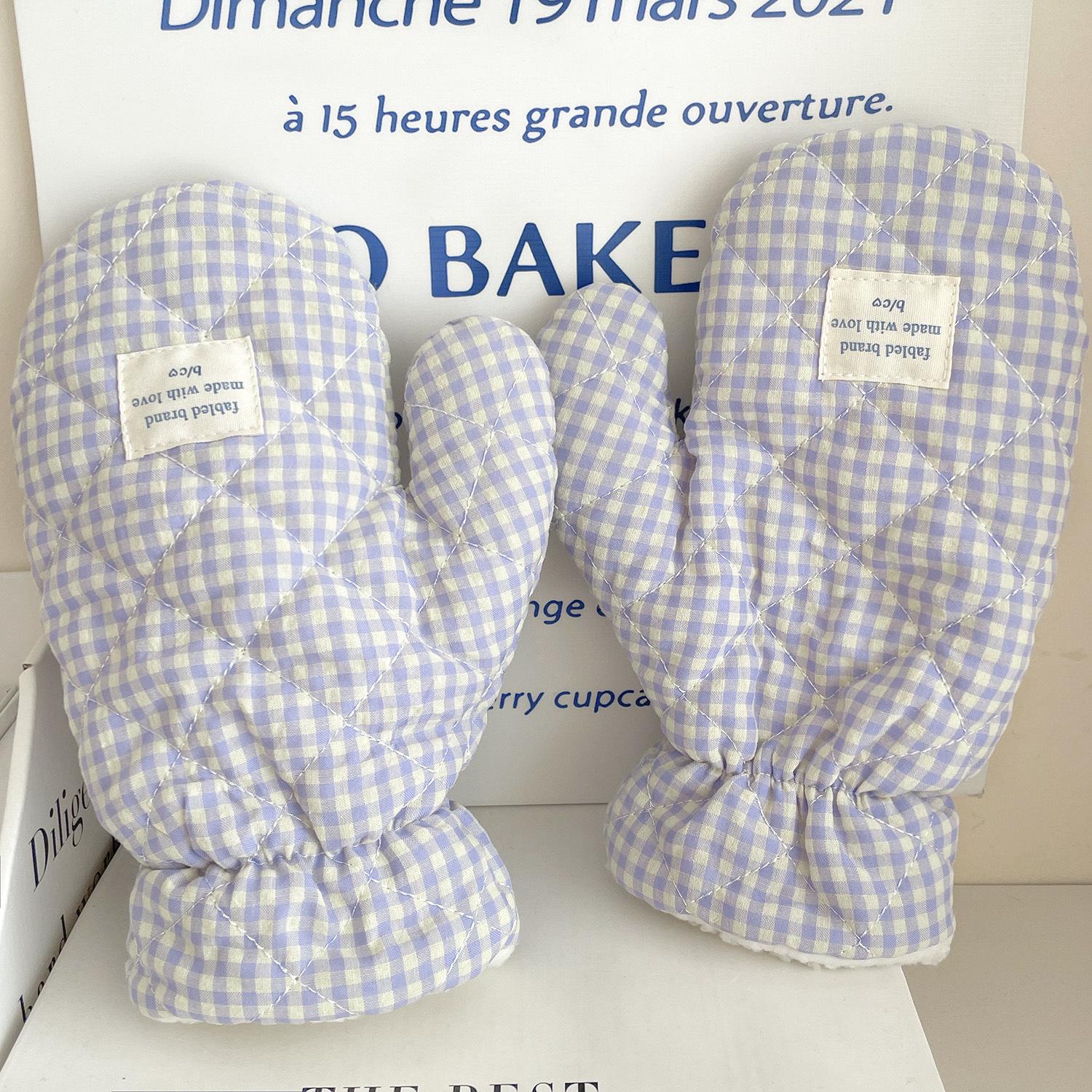 

Стеганые клетчатые перчатки из хлопка ягодного цвета: Теплые зимние перчатки для студенток, идеально подходящие для езды на велосипеде и путешествий, с дизайном для ношения на шее.