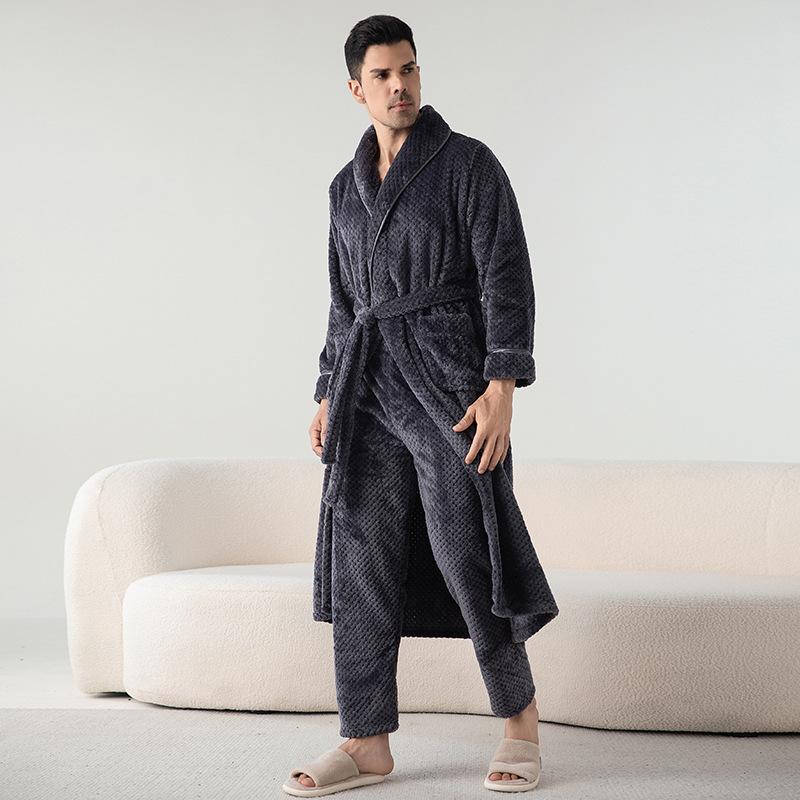 Bride Groom's Pajamas Winter Flannel Nightgown Trousers Suits Female Coral Fleece Long Robe Lounge Wear Thickened Warm Sleepwear