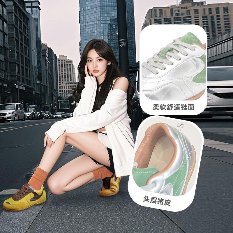 New leather Dexun shoes 2025 autumn flat-soled sports shoes women's casual versatile shoes children's retro Forrest Gump shoes