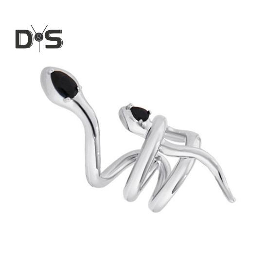 

1 шт., завернутая в змею серьга-клипса из полированного металла с гальваническим покрытием и кубическим цирконием, не прокалываемая, для клубной вечеринки, фотореквизит чёрный