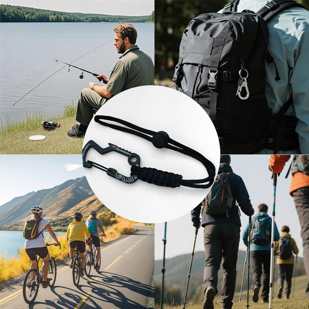 Outdoor Tactical Paracord Carabiner Backpack Hanging Buckle Multifunctional Keychain for Camping Emergency