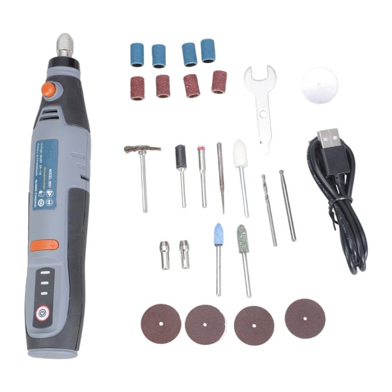 Cordless Rotary Tool, 3.7V 2200mAh Rechargeable Battery, 3-Speed 8500-21000RPM,22Pcs Accessories,for Grinding Cutting