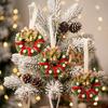 4PCS With Bell Christmas Wreath Pendant Pendant Style Car Hanging Decor  Xmas Celebration