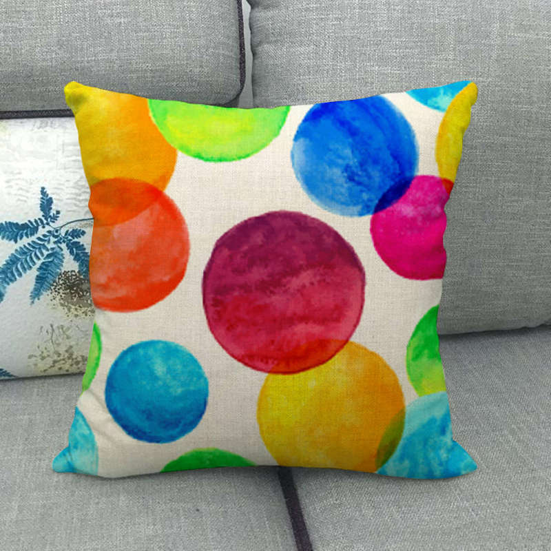 Colorful Spherical Style Collection Digital Printing Short Plush Pillow Covers For Car Sofa Office Cushion Cover Home Goods
