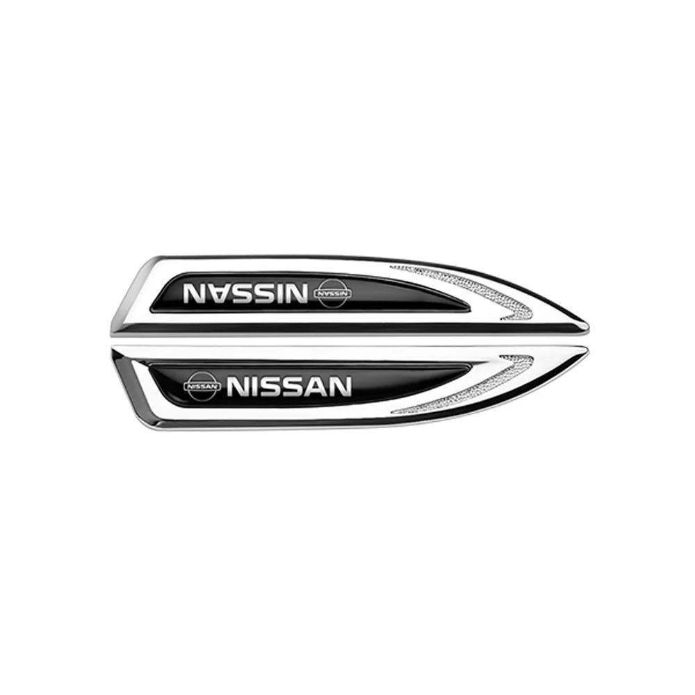 

2Pcs Car Styling Side Fender Knife Emblem Stickers Badge Decal For Nissan Qashqai J11 J10 Versa Juke Kicks Patrol Y62 March 350z срібний