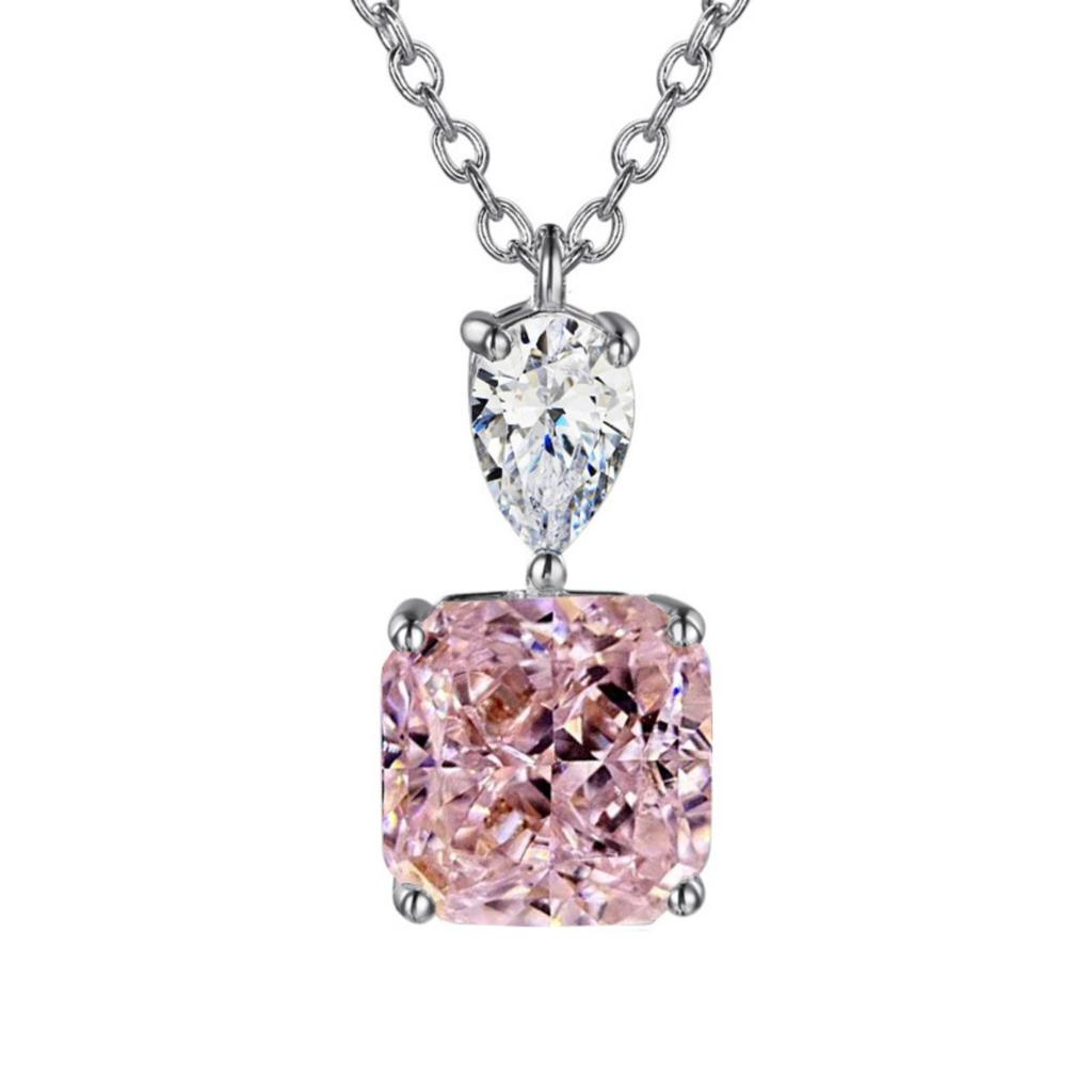 Pear and Square Cut Pendant Necklace Sparkling Design for Women