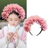 Colorful Flower Headband Double-sided Crown Hair Wreath Wedding Party Costume Headpiece for Bridal Women Hair Accessory