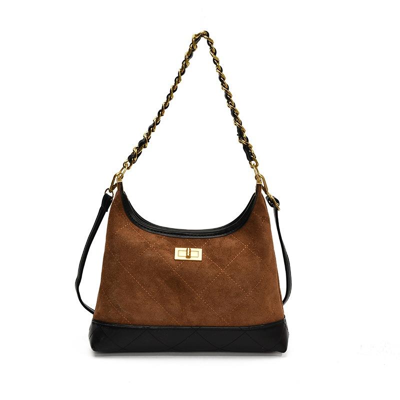 New crescent moon bag women's retro chain diamond underarm bag suede shoulder messenger bag