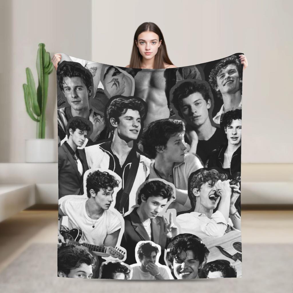 Warm Blanket Adult Decorative Rapper Shawn Mendes Throw Blanket Flannel Bedspread For Couch Chair Street Trend Sofa Bed Cover