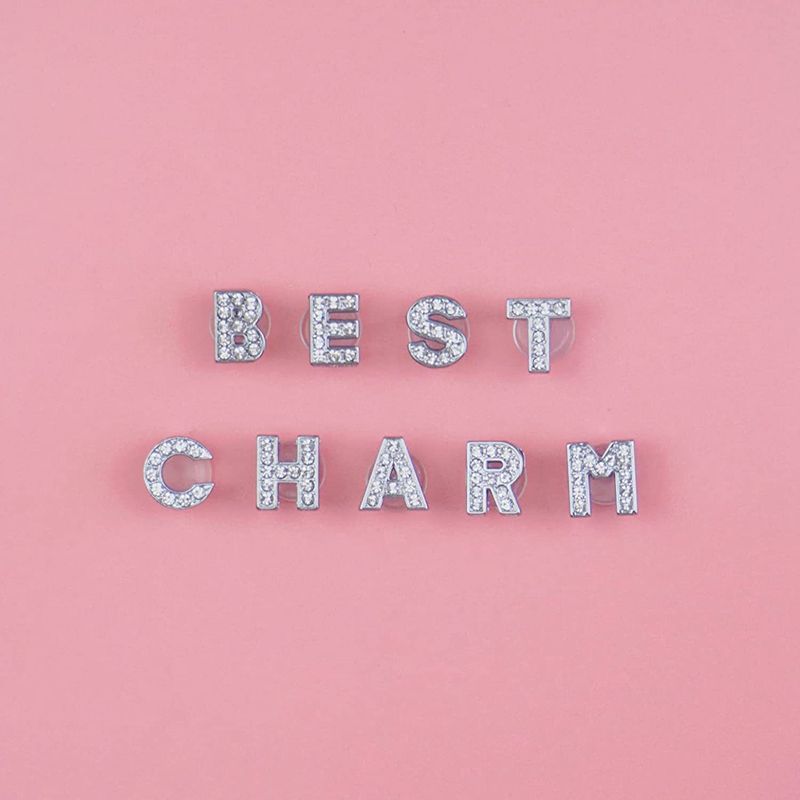 Charms Scarpe Diamante Strass Scintillante Lettera Argento Cristallo Alfabeto Decorazioni Scarpe Gioielli Slider Braccialetto Braccialetti
