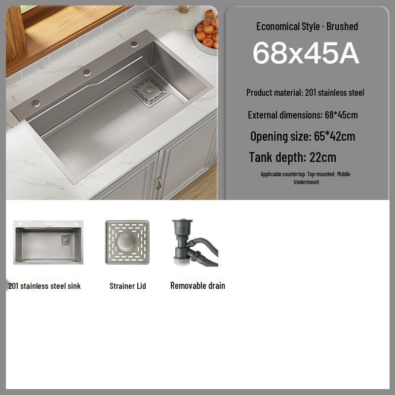 Black Nano 304 Stainless Steel Kitchen Sink: Large Single Bowl Vegetable Washing Basin